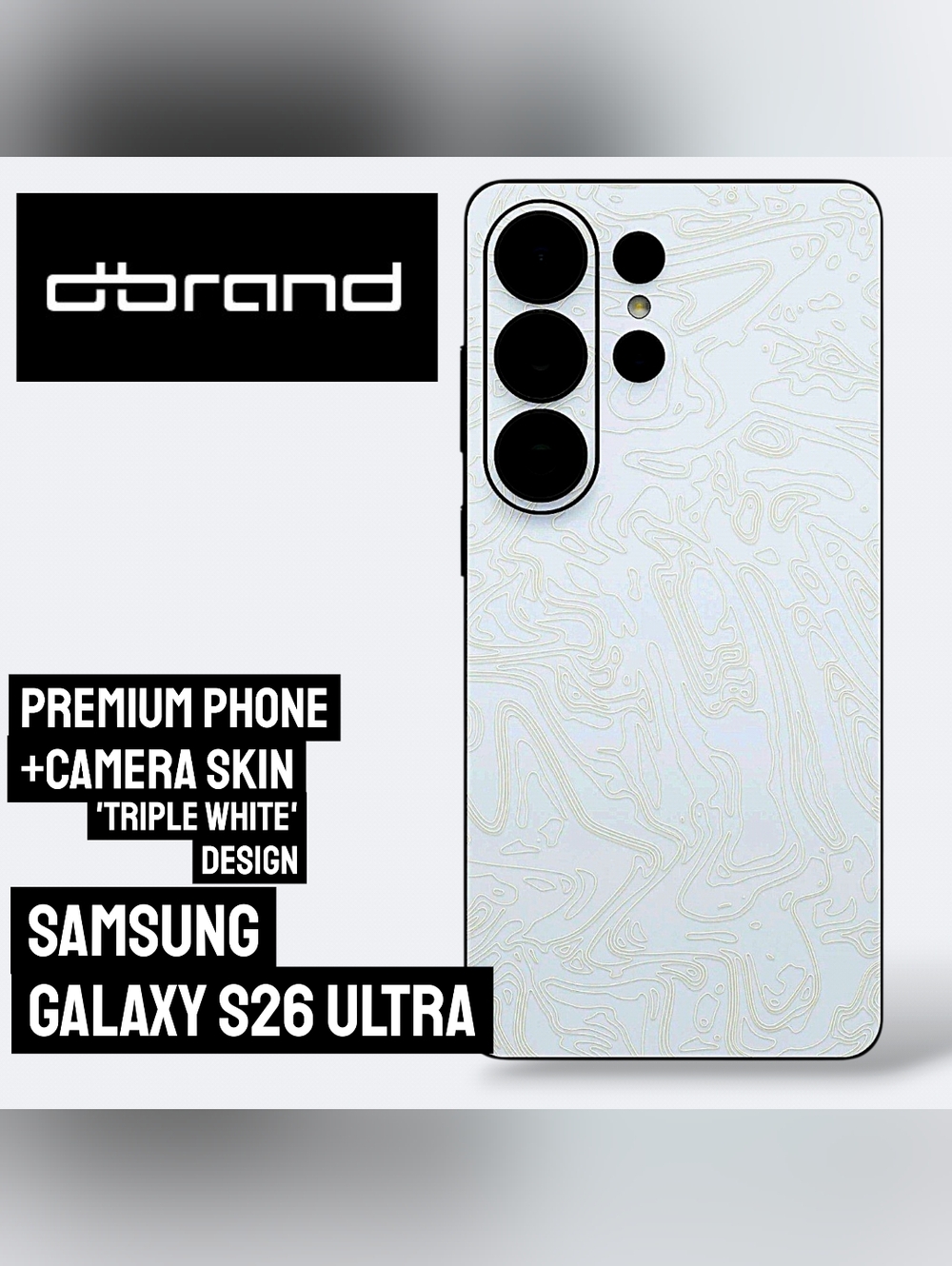 DBrand Samsung Galaxy S26 Ultra NIB Premium Phone & Camera Skin Kit Triple White
